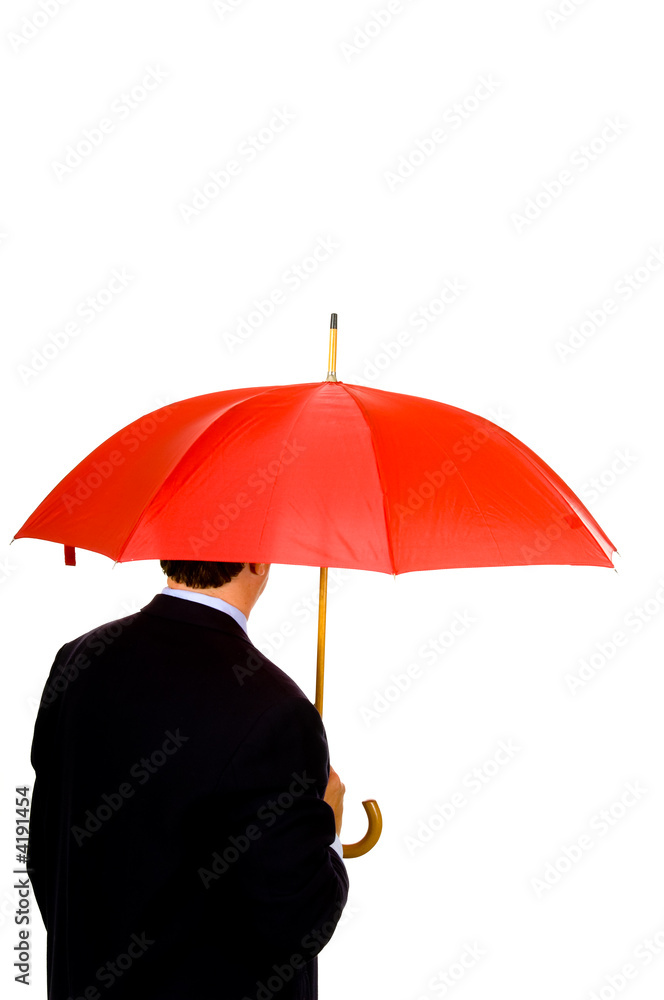 戴红色伞的人
