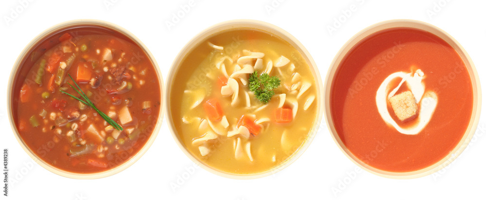 3 bowls of soup