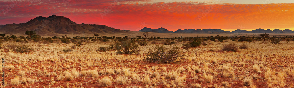 纳米比亚卡拉哈里沙漠五彩缤纷的日落