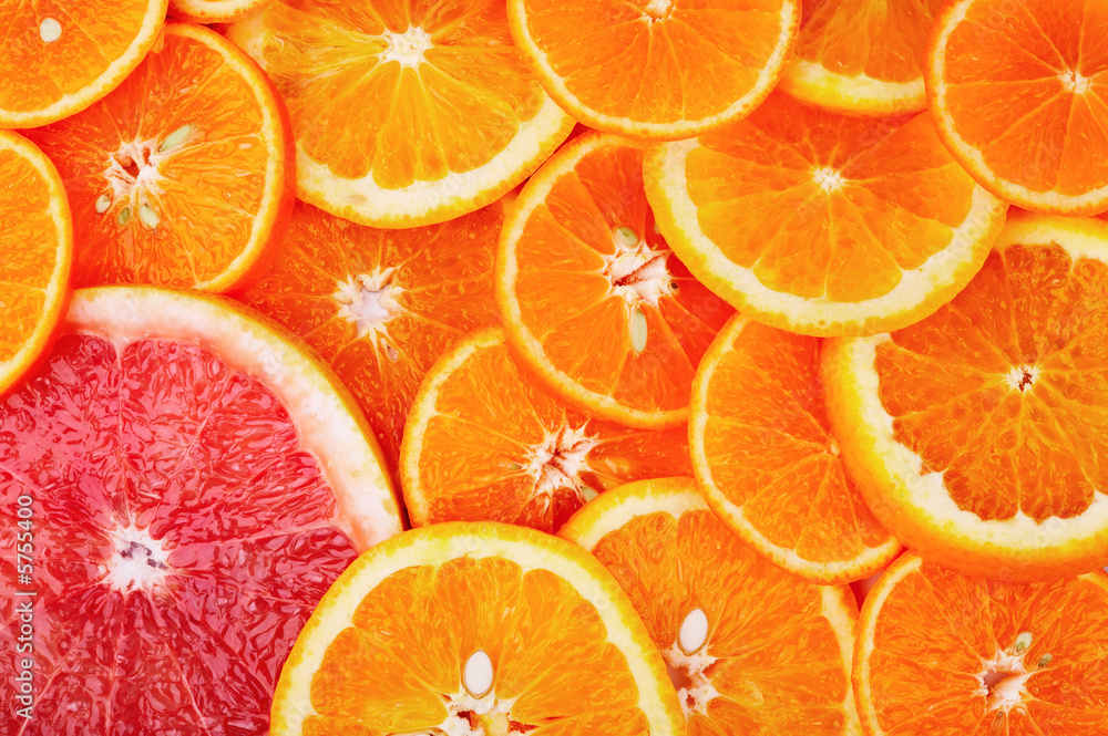 切片橙子和葡萄柚的背景