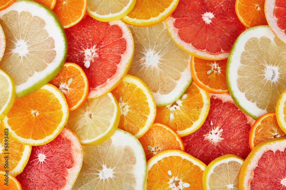 柑橘类水果的彩色背景