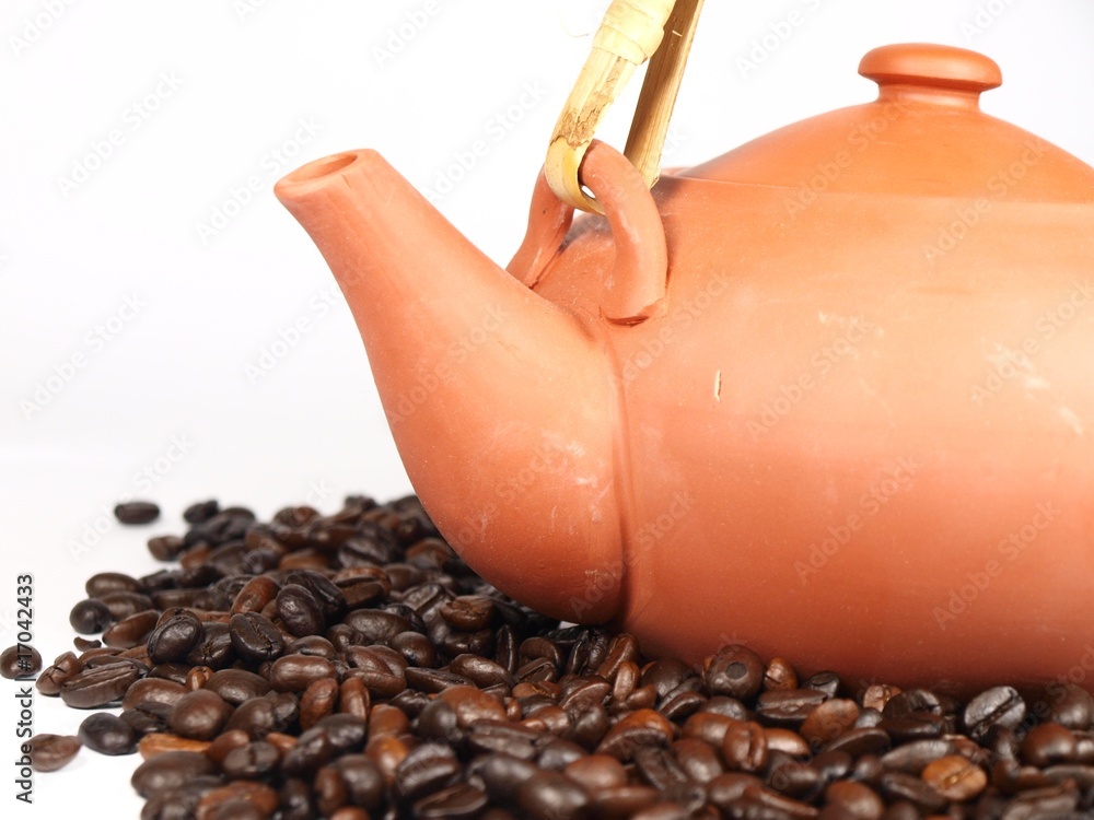 白底咖啡豆陶瓷中式茶壶