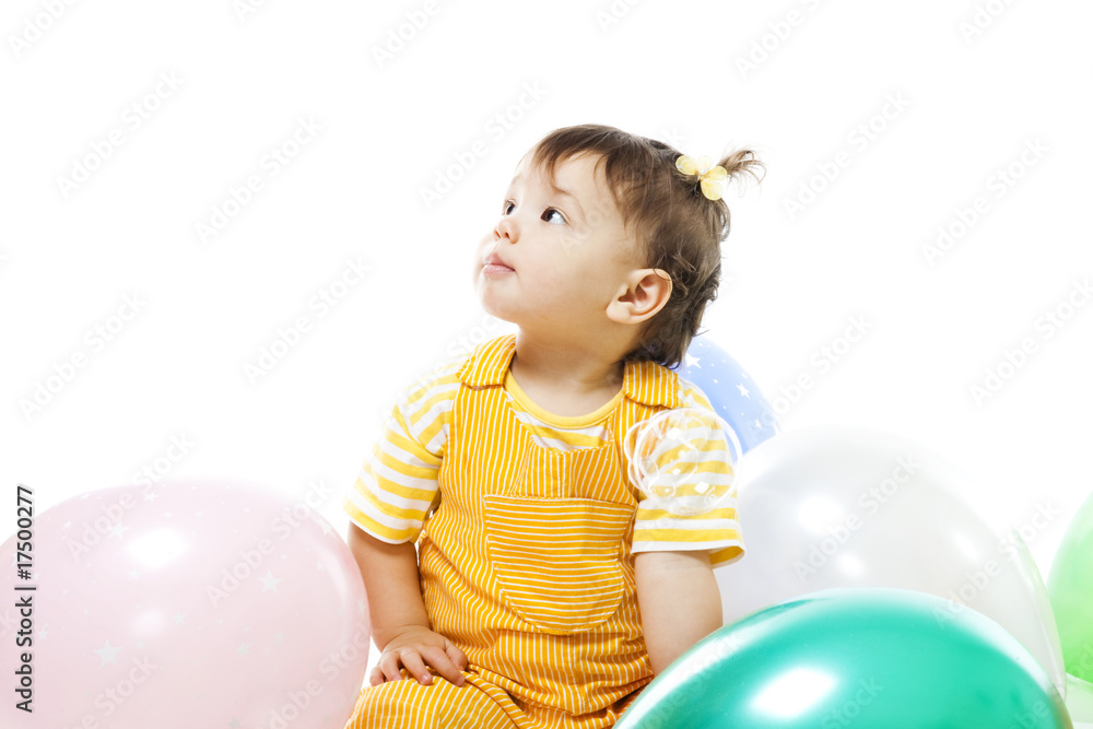 宝宝一岁生日快乐，带着气球