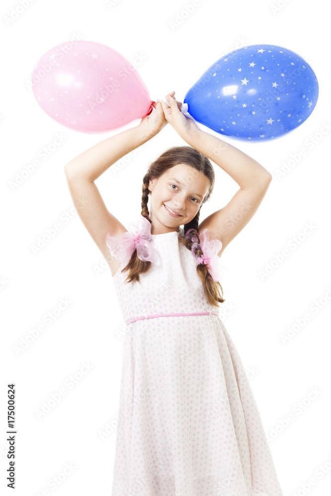 生日时带着气球的少女