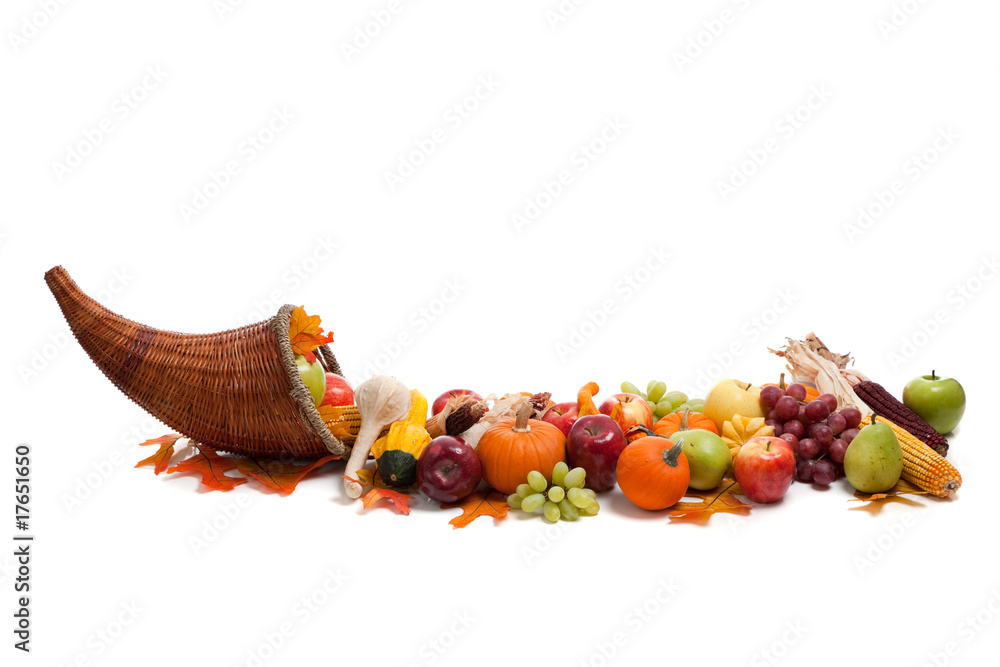 秋季水果和蔬菜的摆放