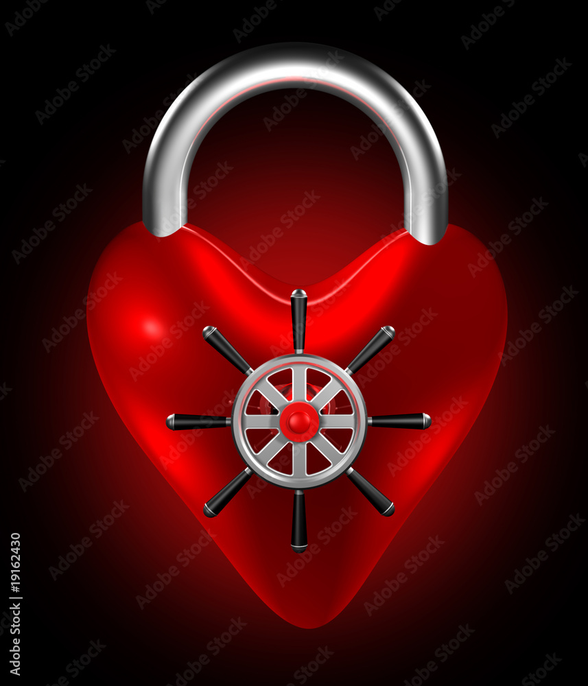 带安全锁的心脏符号