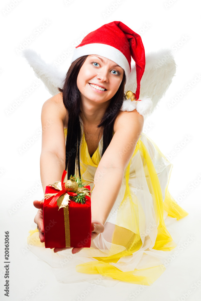 白色翅膀的天使送礼物