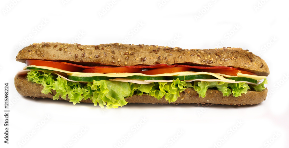 白底法式面包三明治