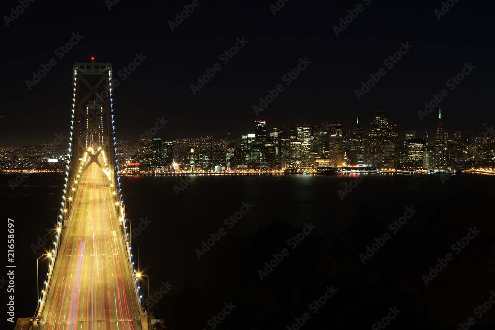 Bay Bridge and San Francisco at night