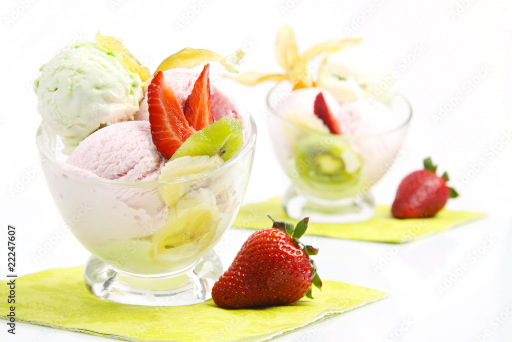 Ice cream with fruits