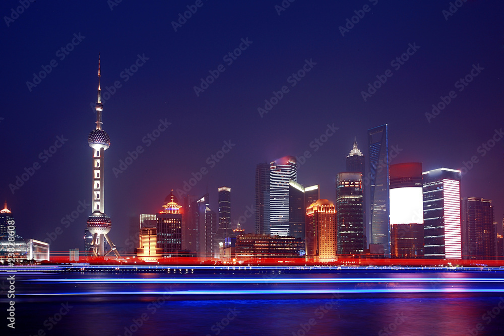 The beautiful night view of Shanghai,in  China