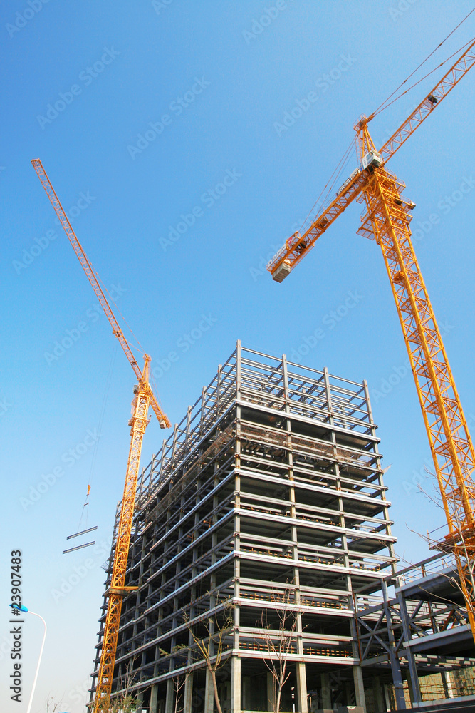 building under construction in perspective