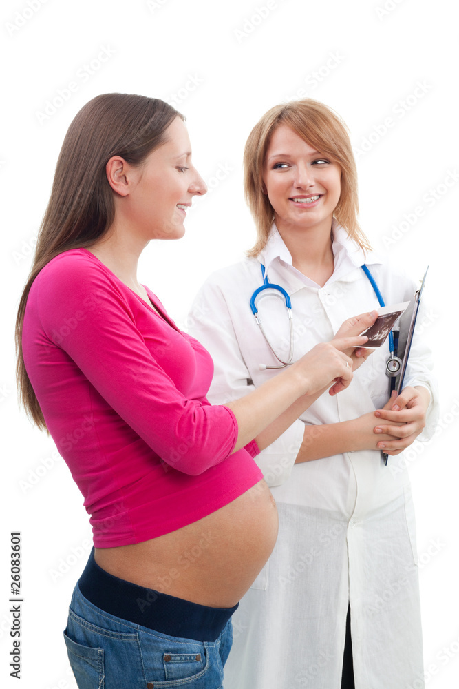 Pregnant woman and a nurse