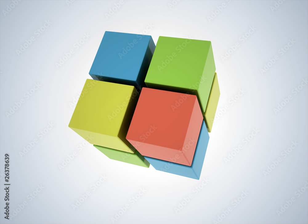 3D立方体彩色抽象背景