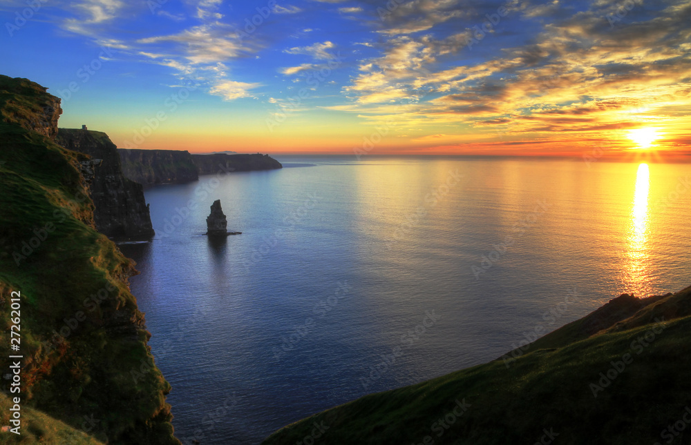 日落时的莫尔悬崖-爱尔兰