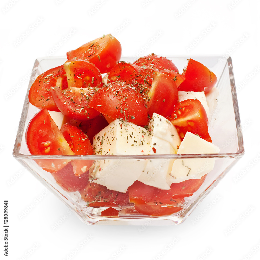 Roma tomato salad with feta and garlic