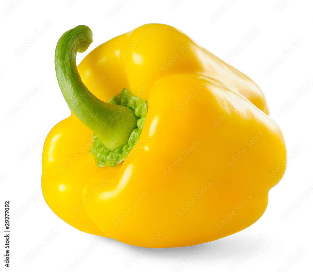 Isolated pepper. One yellow bell pepper isolated on white background
