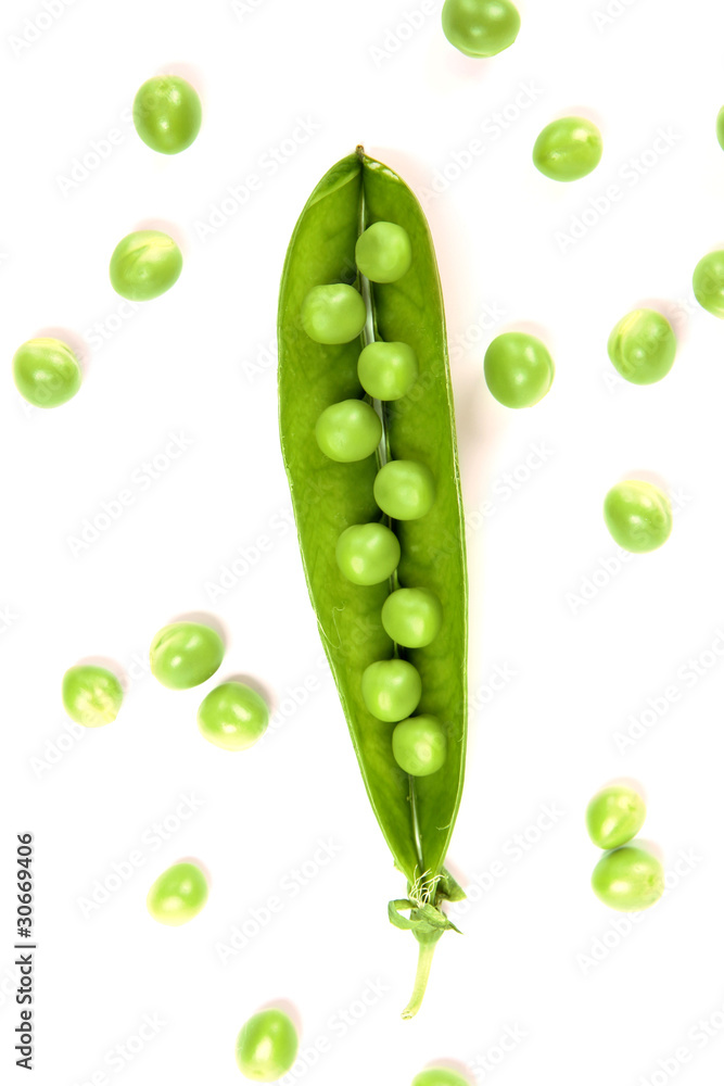 Fresh peas vegetable, isolated on white background