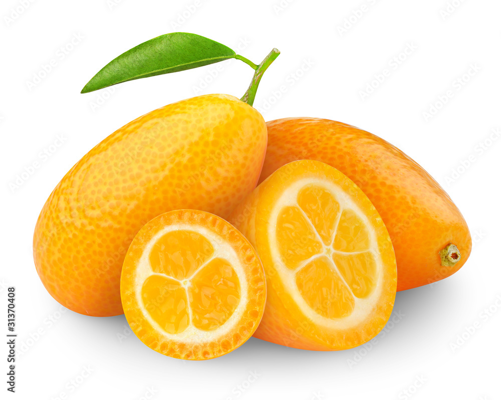 分离的柑橘类水果。在白色背景下分离的新鲜金橘