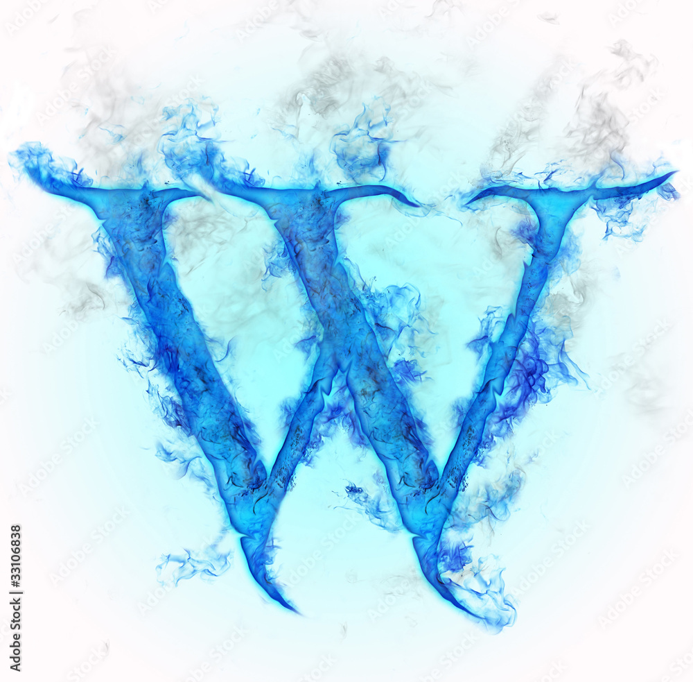 蓝色墨水设计的字母W