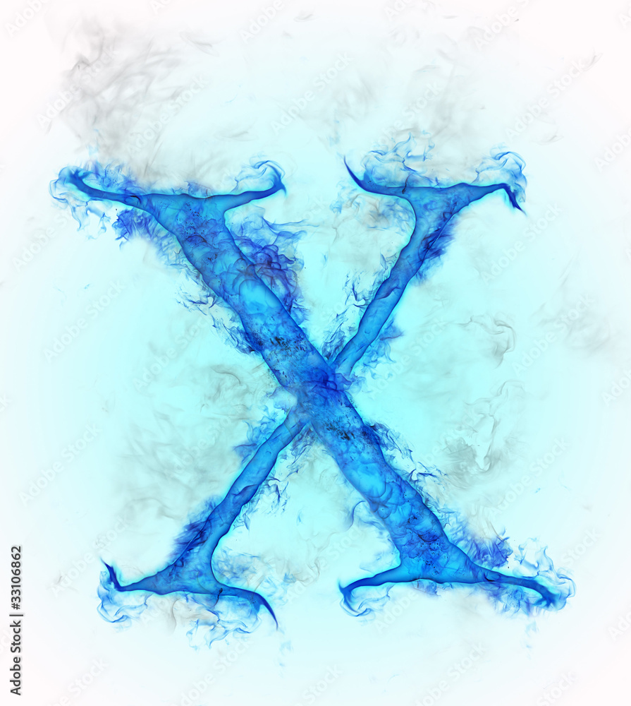 蓝色墨水设计的字母X