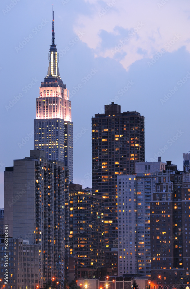 曼哈顿中城天际线，包括地标建筑