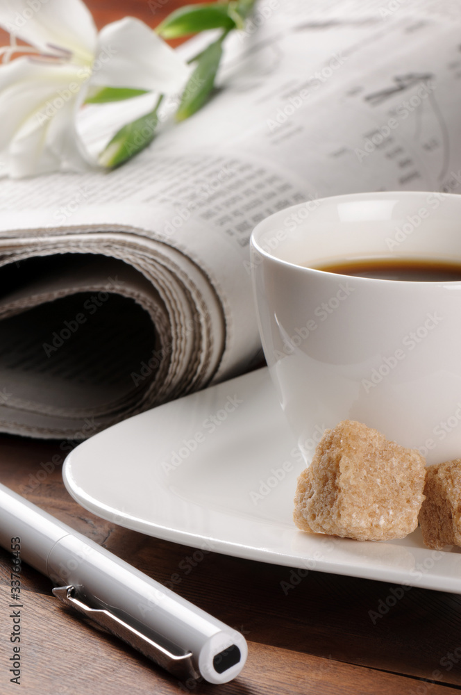 早上和报纸一起喝咖啡的时间