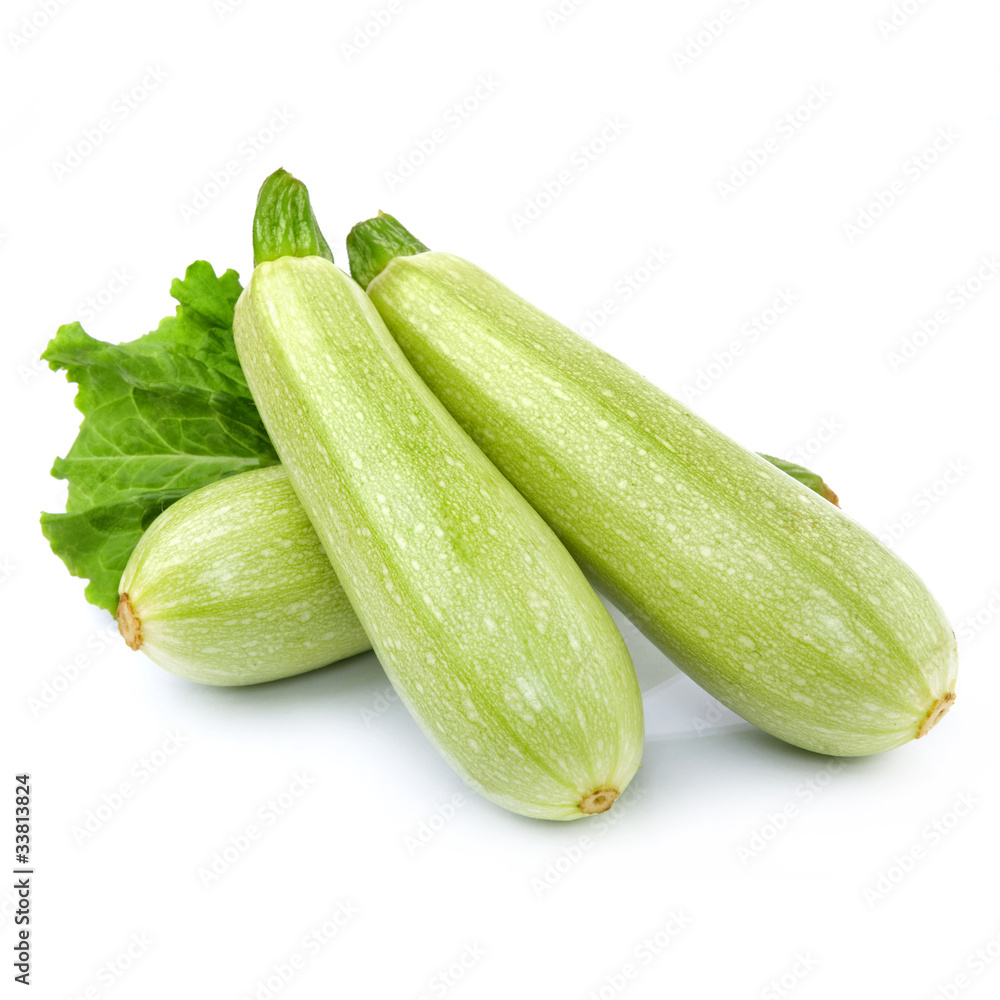 Fresh vegetable marrow decorated with green leaf lettuce