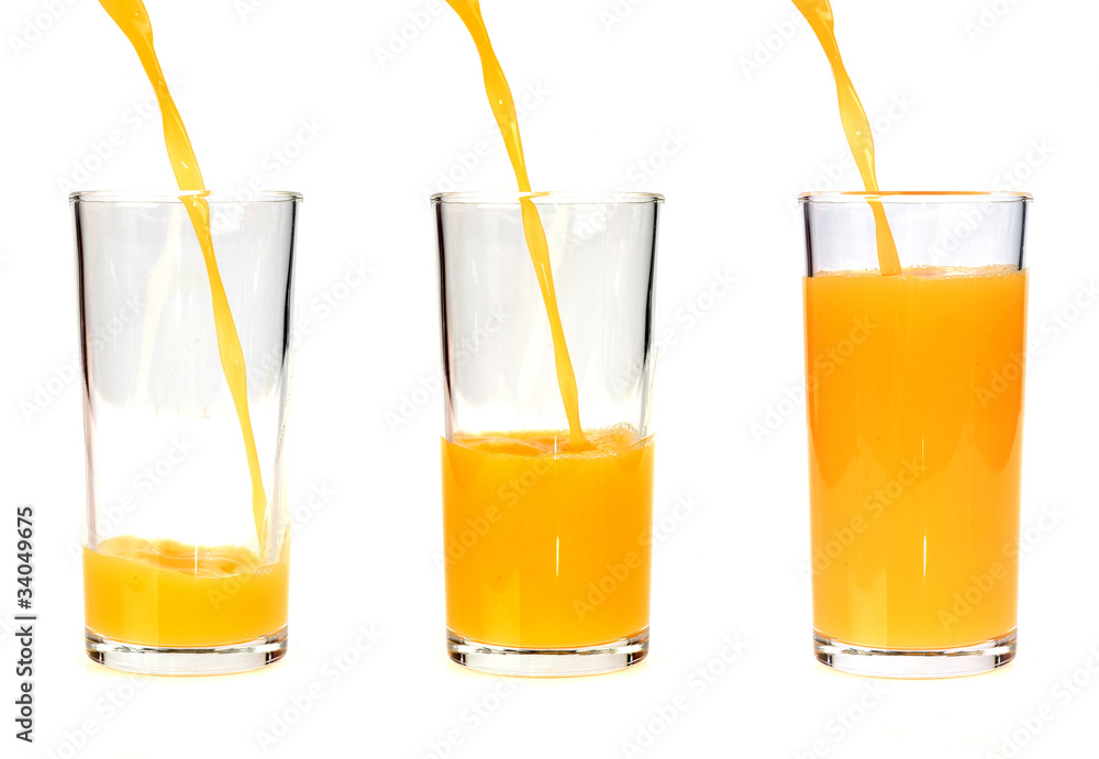 往杯子里倒橙汁
