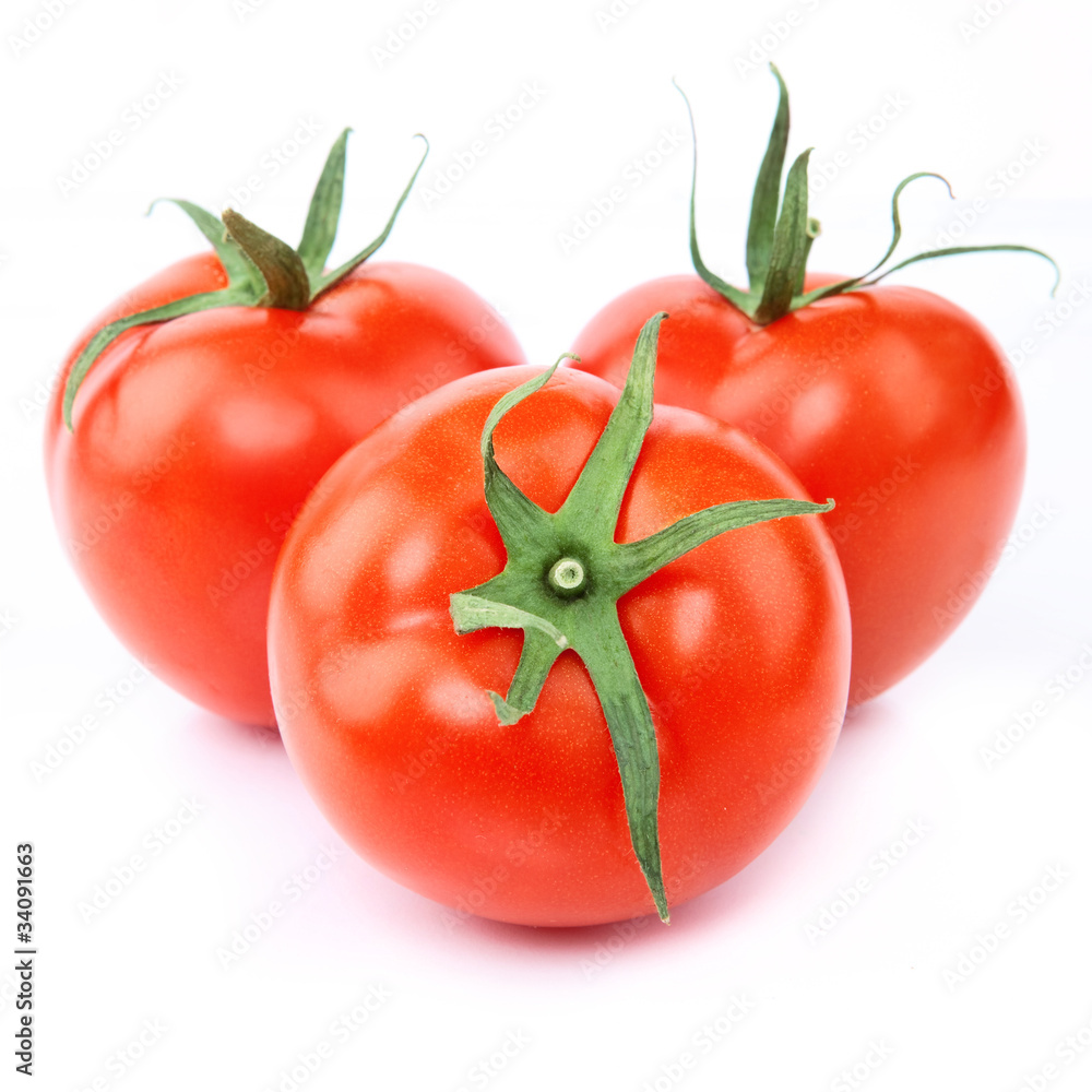 在白色上分离的番茄。
