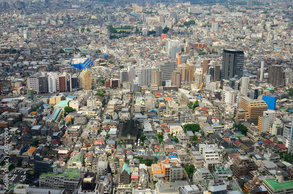 东京城市蔓延鸟瞰图