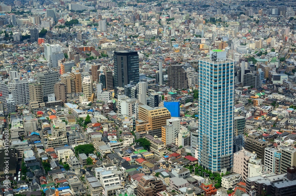东京城市蔓延鸟瞰图
