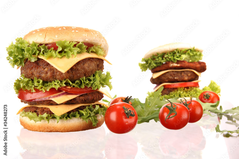 delicious hamburgers isolated on white background
