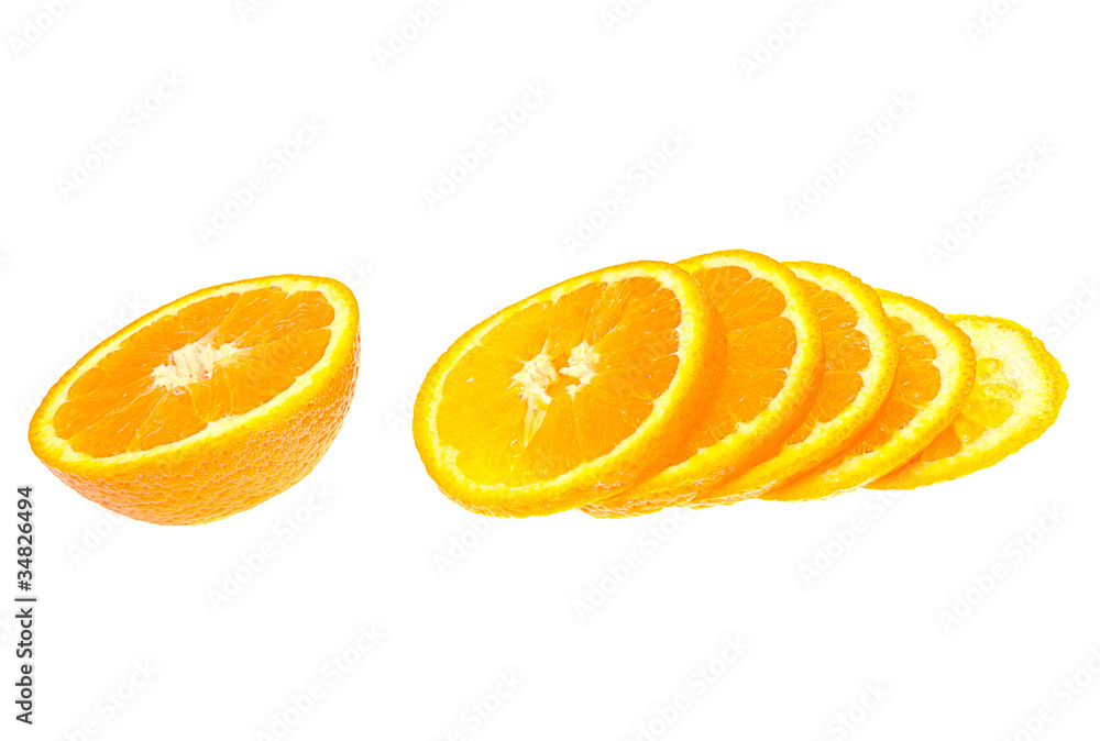 一个切成碎片的橙子