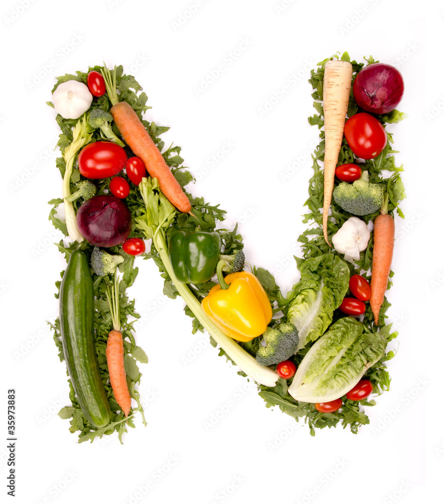 蔬菜字母表字母N