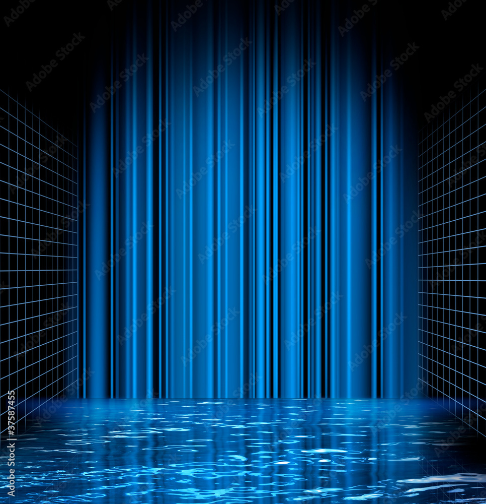 抽象蓝水网格空间