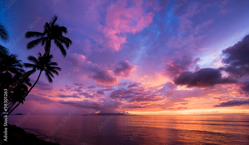 夏威夷令人惊叹的日落