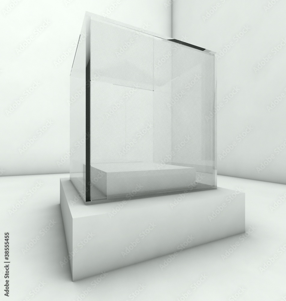 空玻璃陈列柜，3d展览空间