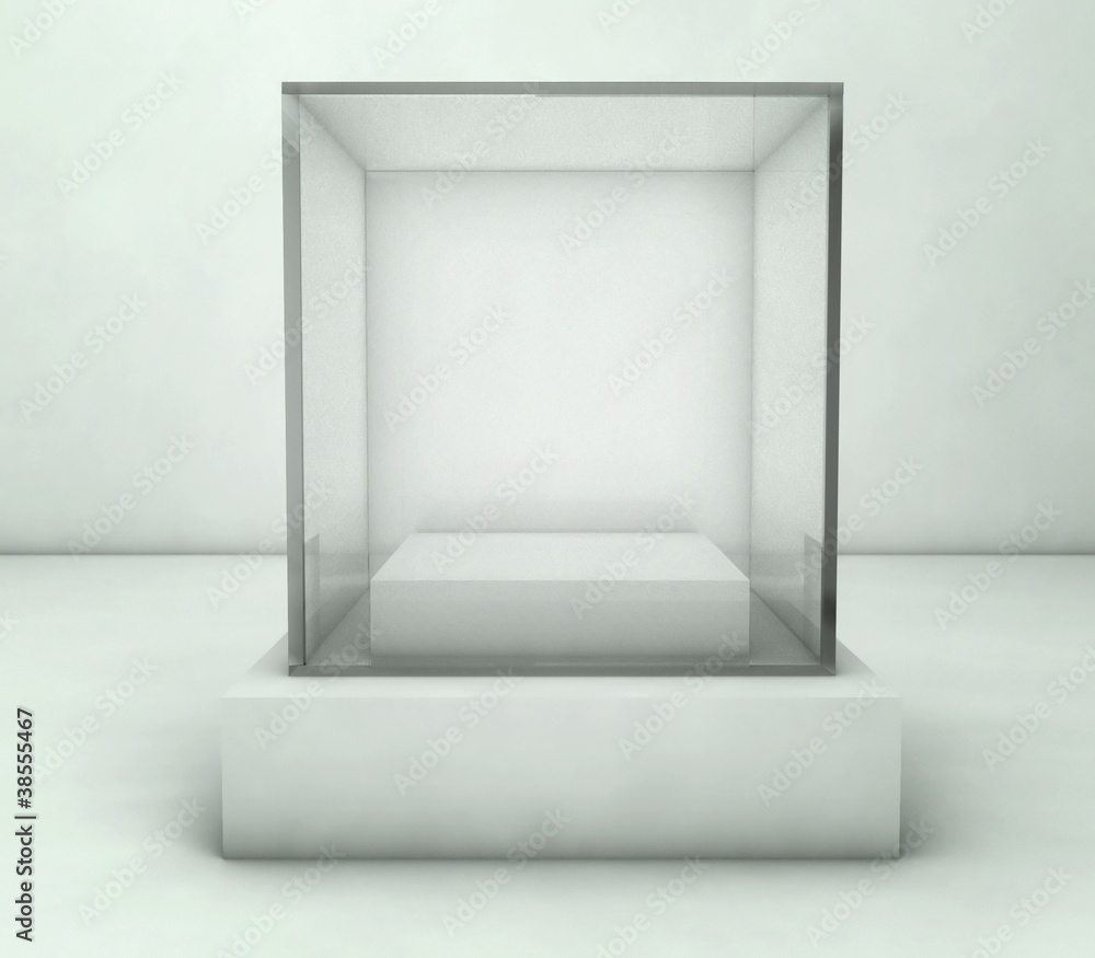 空玻璃陈列柜，3d展览空间