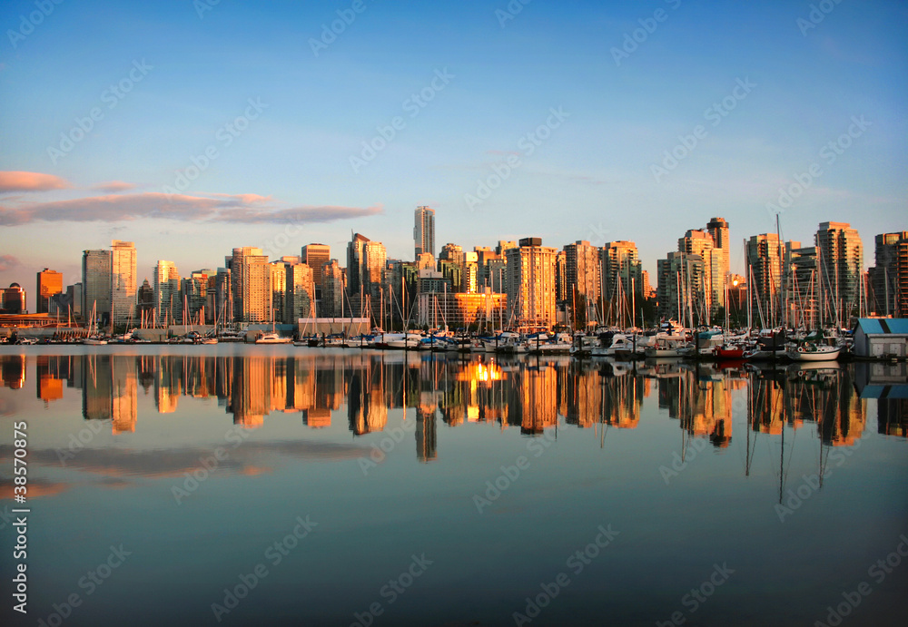 Vancouver skyline at sunset
