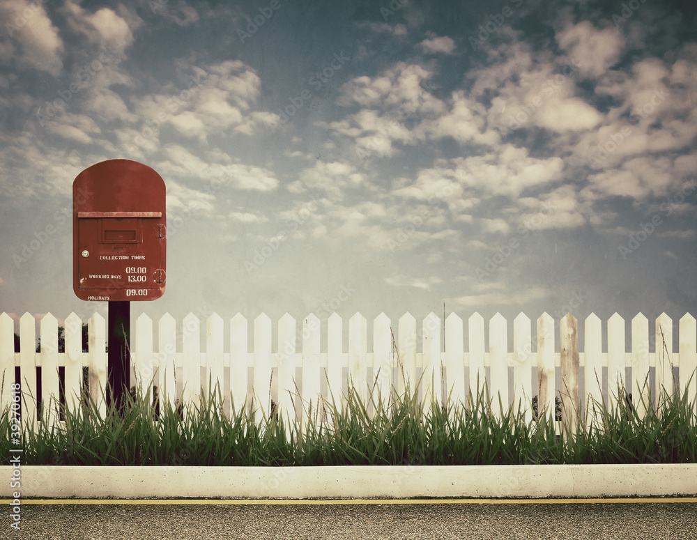 retro style picture of postbox