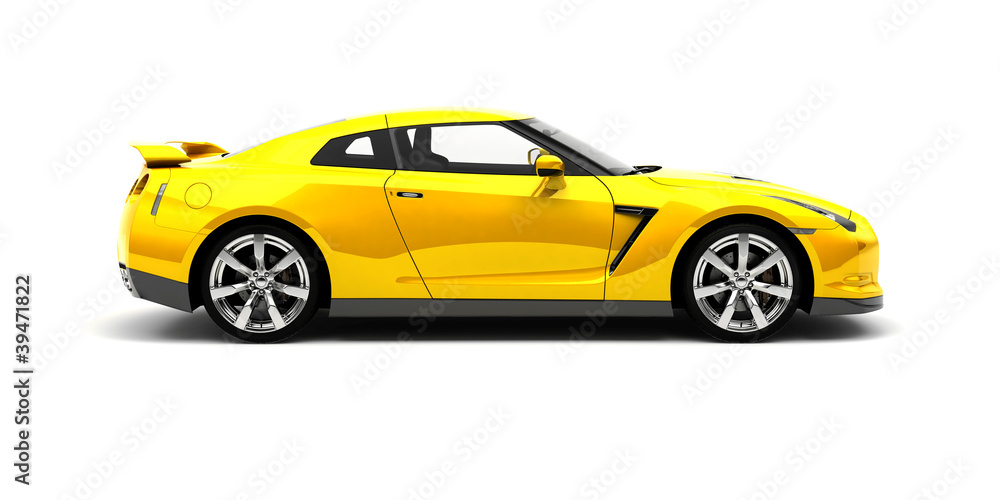 黄色跑车-侧视图
