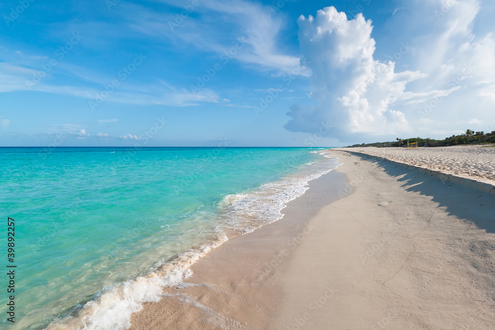 墨西哥普拉亚卡尔加勒比海的Idylic海滩