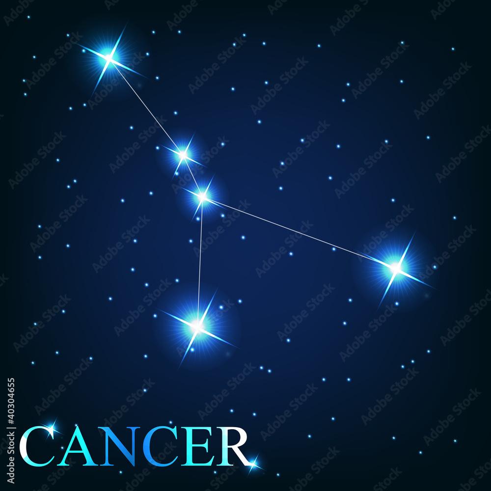 美丽明亮恒星o的癌症黄道十二星座矢量