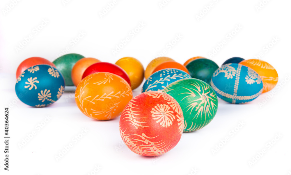 复活节手绘彩蛋，白底隔离