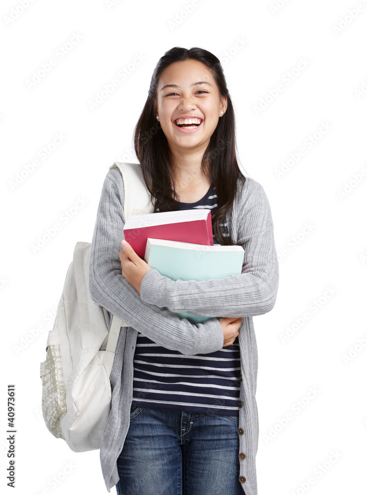 college student laughing