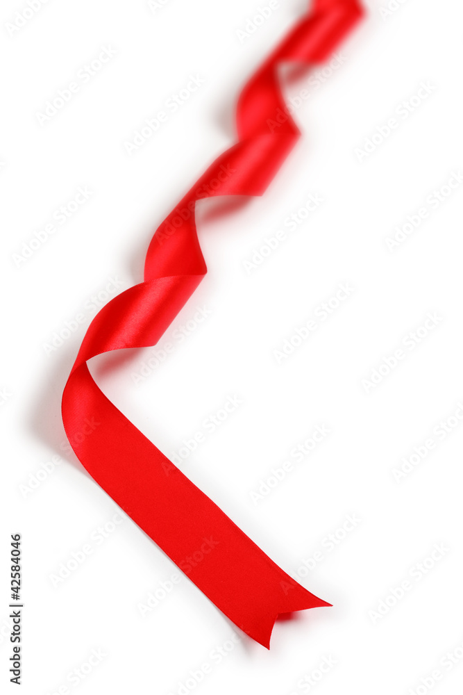 白底红色支撑丝带