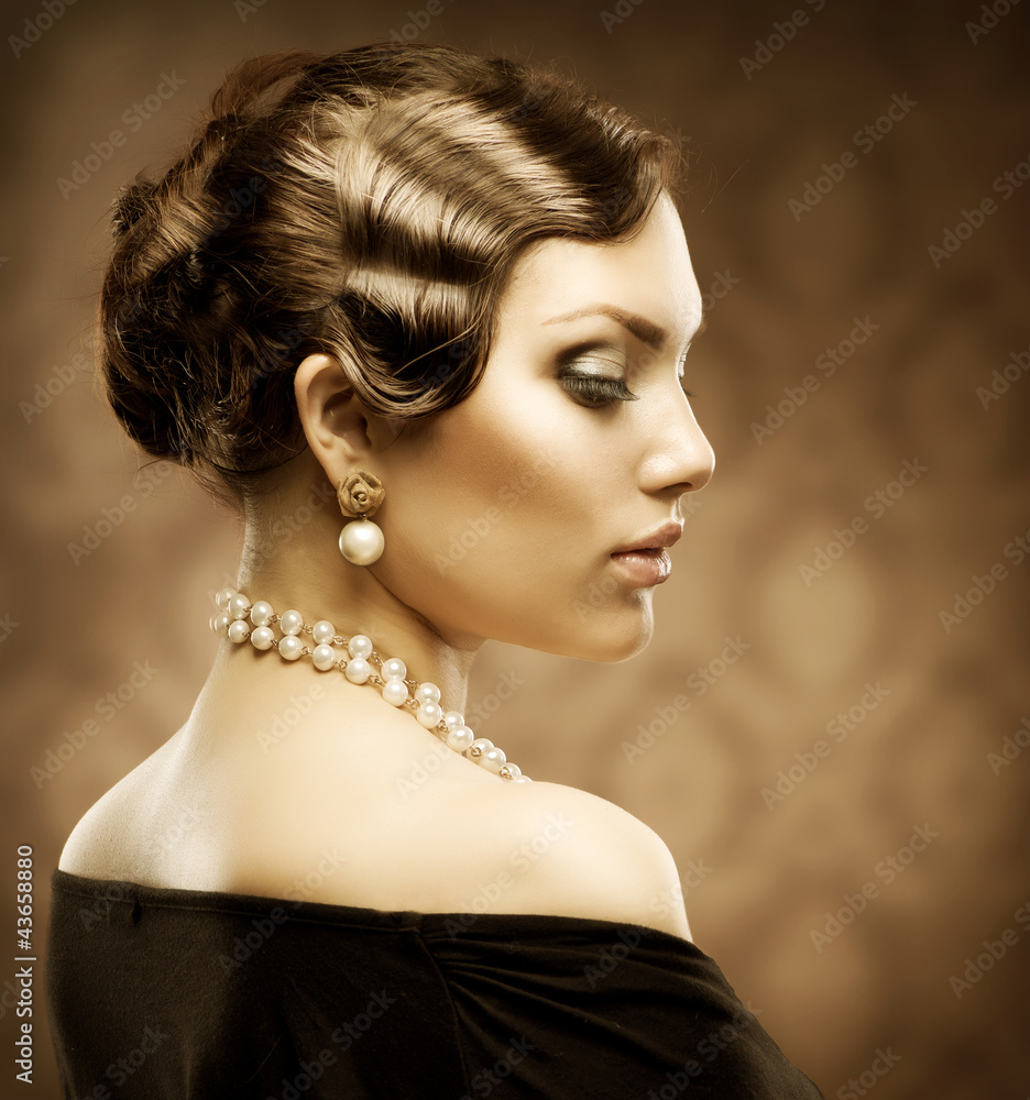 Sepia Toned Retro Style Portrait. Romantic Beauty