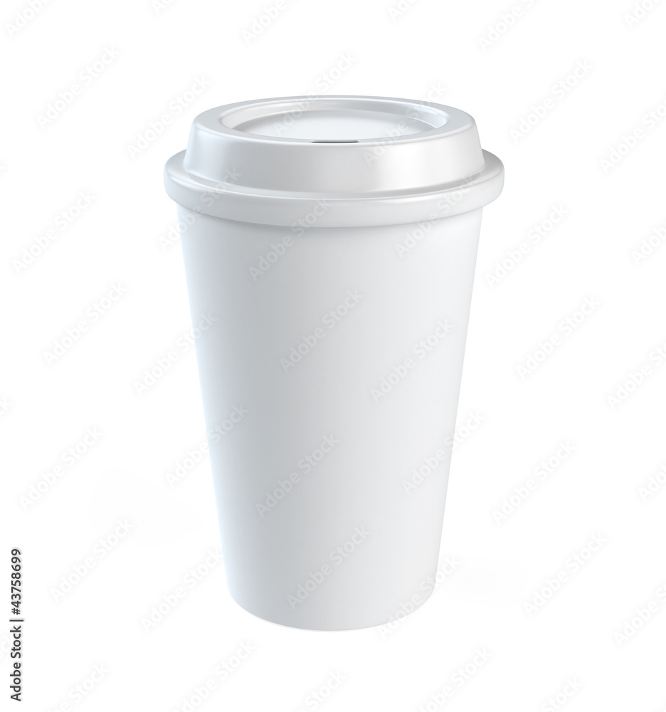 白色背景隔离的一次性咖啡杯