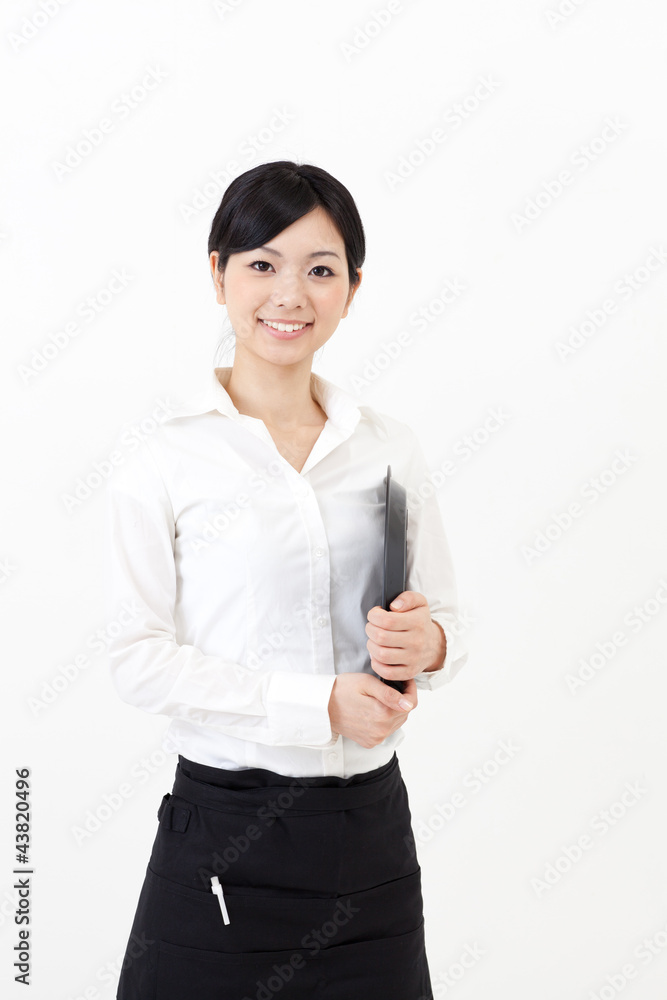 白底亚洲女服务员画像